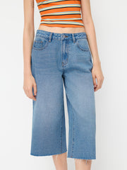 Cider Denim Low Rise Raw Hem Capri Jorts