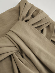 Mid Rise Pleated Tide Waist Midi Skirt