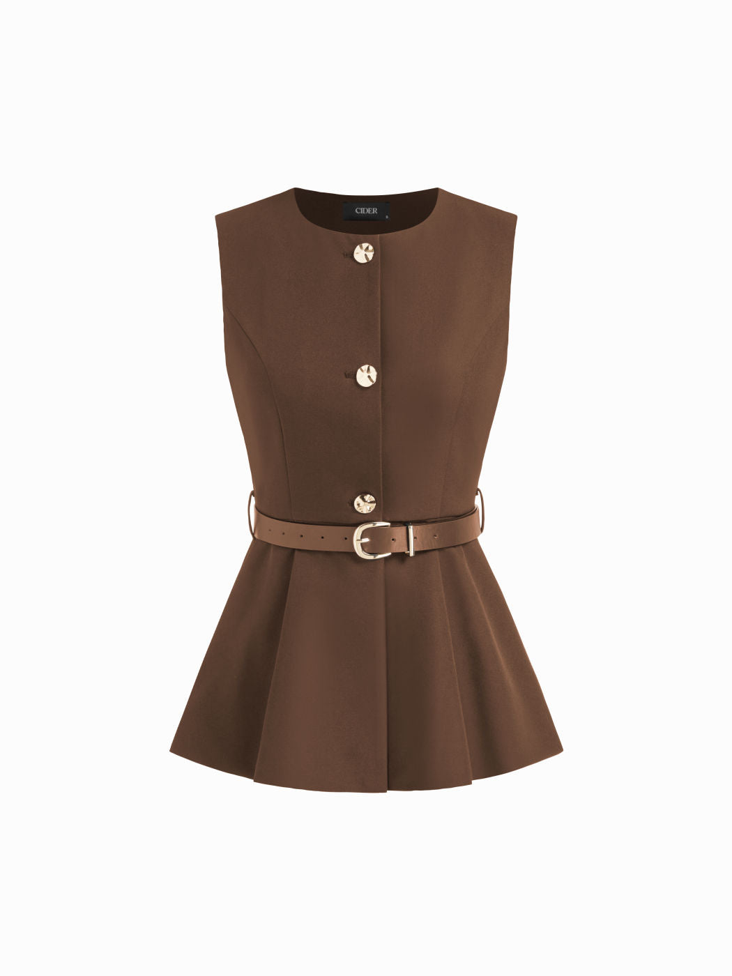 Metal Button Waistcoat With Belt