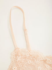 Built-in Bra Lace Sweetheart Bowknot Lingerie With Brief Set