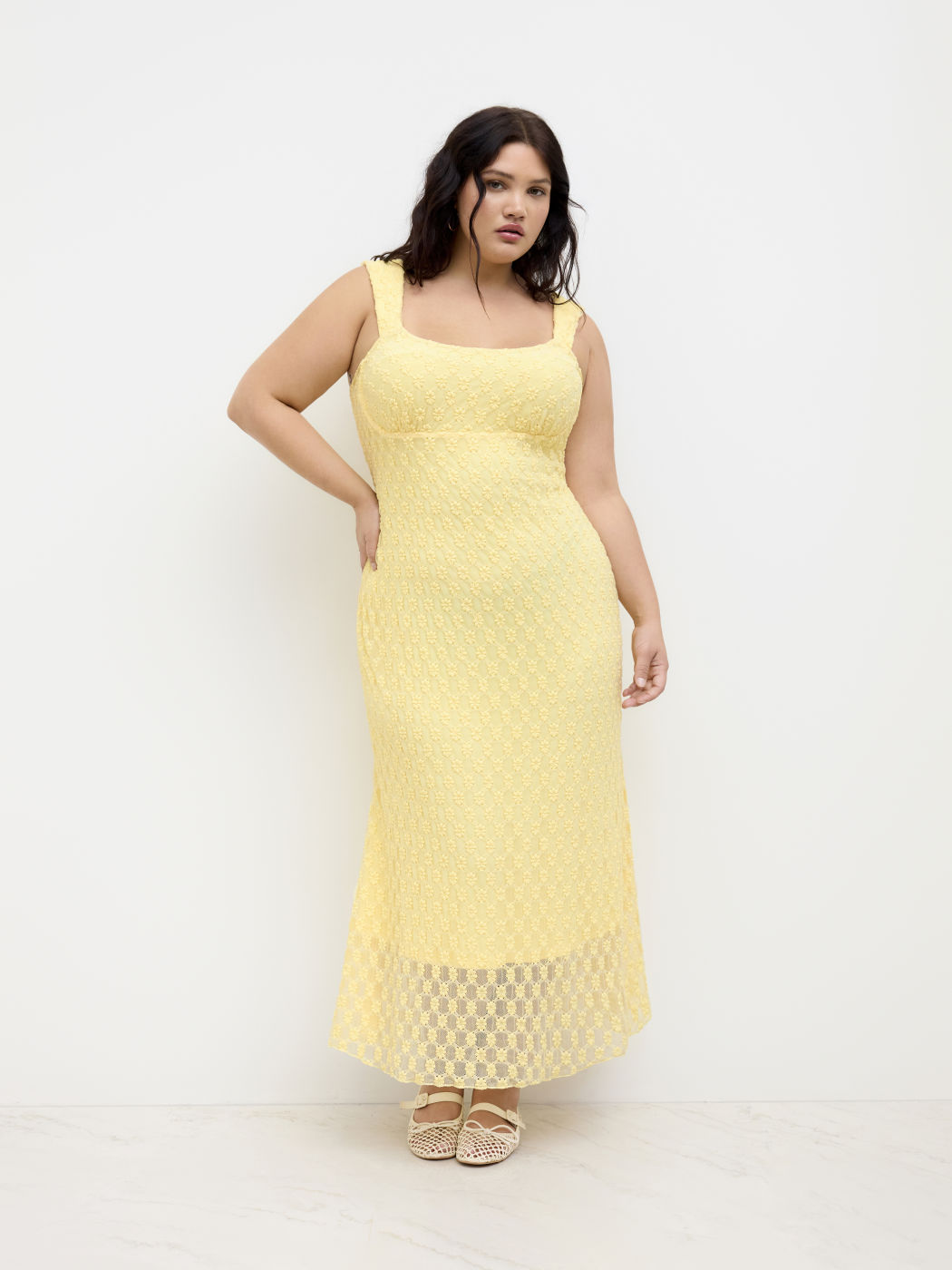 Lace Floral Mermaid Slip Maxi Dress Curve & Plus