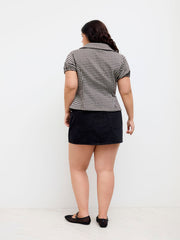 Peter Pan Collar Gingham Puff Sleeve Blouse Curve & Plus