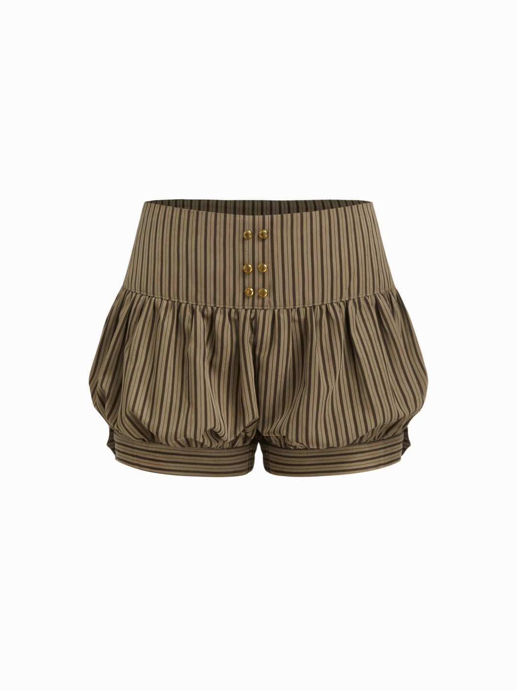 Low Rise Striped Metal Detail Bubble Hem Micro Shorts