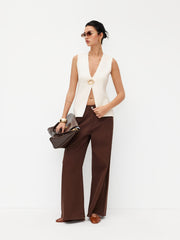 Knit V-neck Metal Button Vest