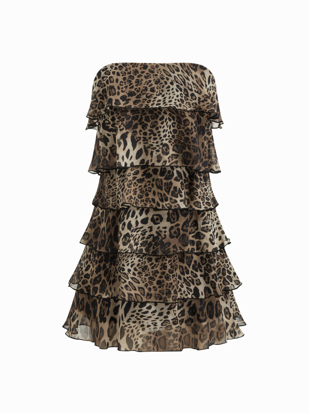 Chiffon Leopard Layered Bandeau Mini Dress