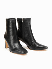 SQUARE TOE CHUNKY HEELED ANKLE BOOTS