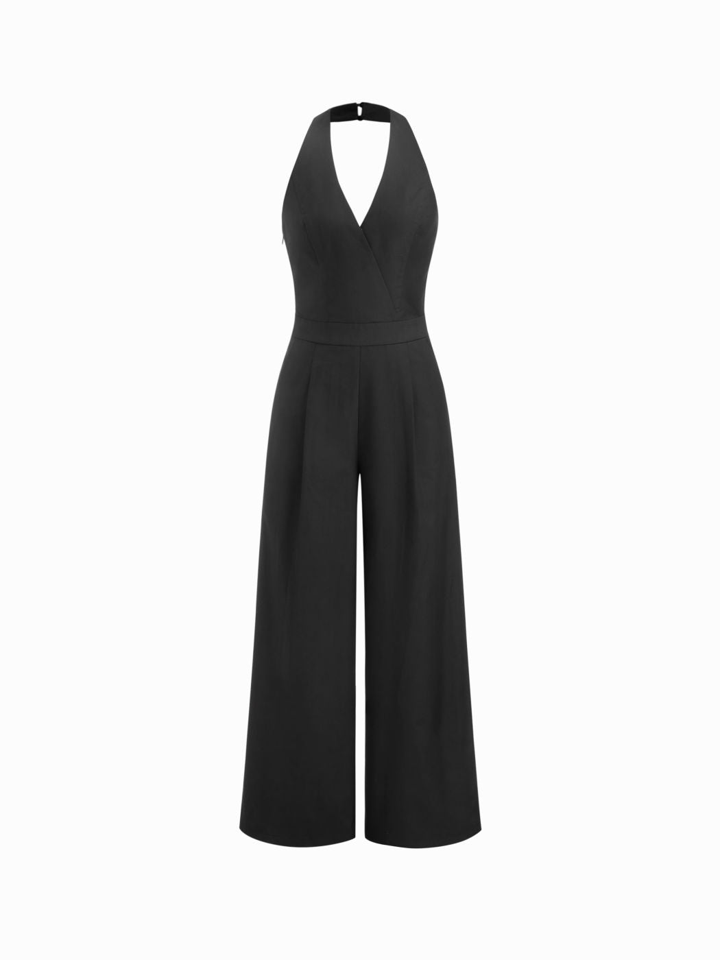 Halter Neckline Backless Straight Leg Jumpsuit