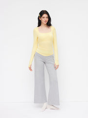 Built-in Bra Scoop Neckline Ruched Lounge Top
