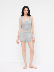 Cotton-blend Mid Rise Side Stripe Bowknot Loungewear Shorts