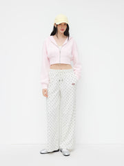 Terry Mid Rise Polka Dot Pull-On Drawstring Pants