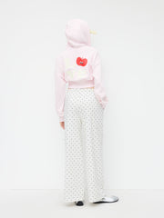 Terry Mid Rise Polka Dot Pull-On Drawstring Pants