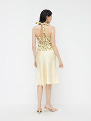 Halter Neckline Lemon Shirred Bowknot Tank Top