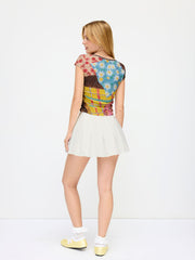 Low Rise Button Pleated Micro Mini Skort
