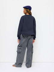 Terry Round Neckline Snail Applique Oversized Sweatshirt
