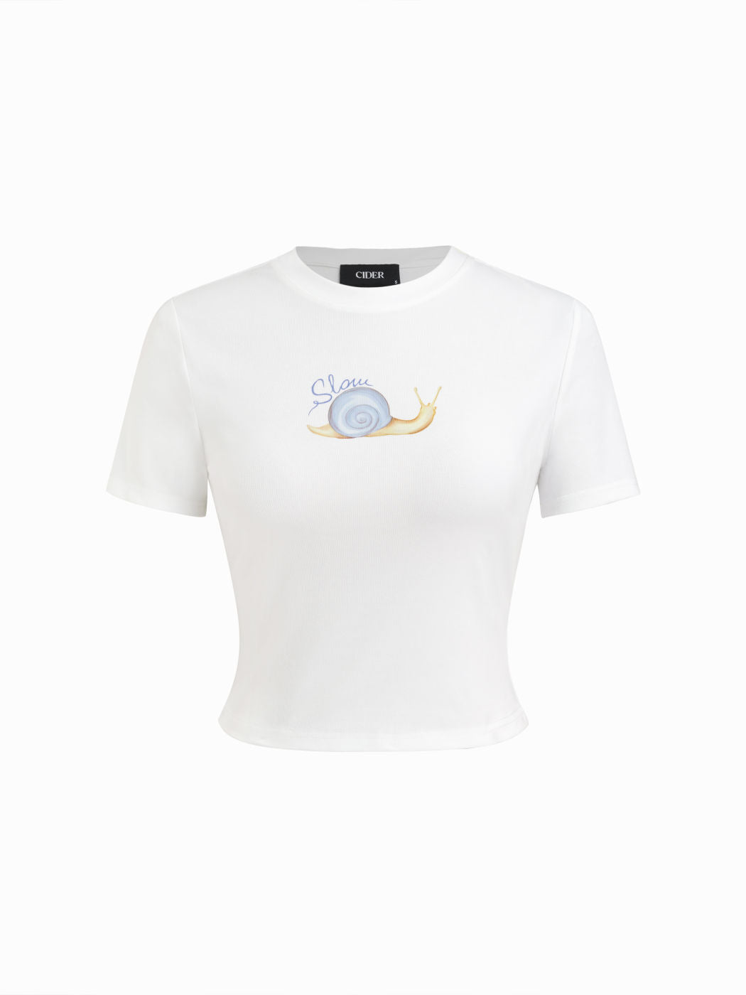 Cotton-blend Round Neckline Snail Graphic Short Sleeve Tee