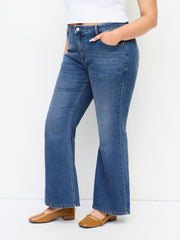 High Stretch Denim Mid Rise Flared Jeans Curve & Plus