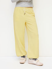 Miss Lazy Terry Mid Rise Lace Drawstring Jogger Sweatpants