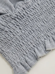 Lettuce Trim Shirred Zip Through Oversized Hoodie