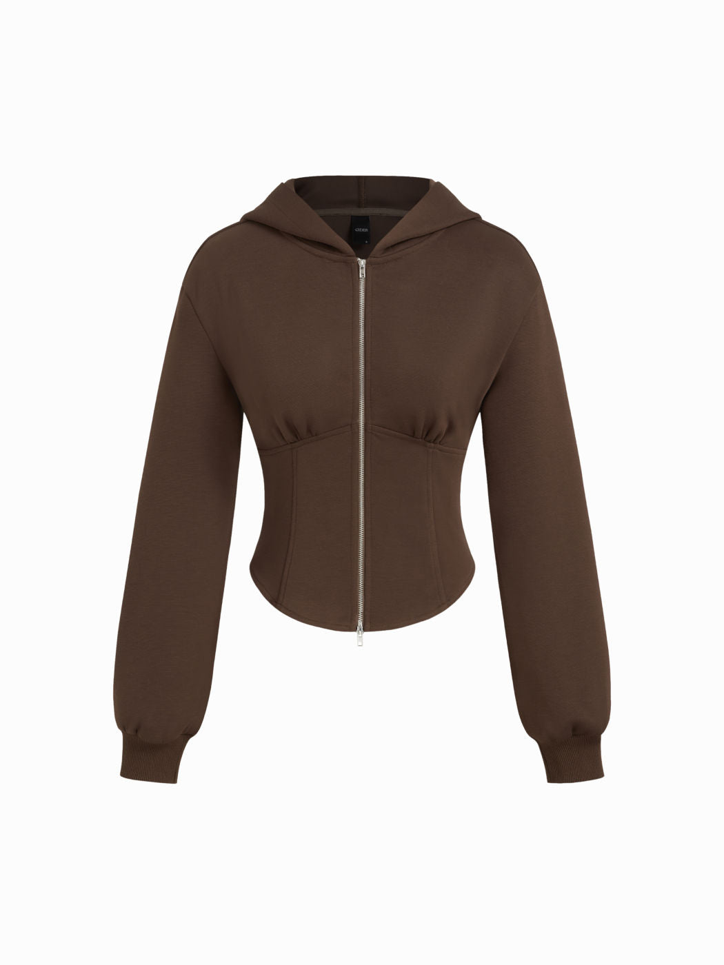 Solid Zip Through Corset Hoodie