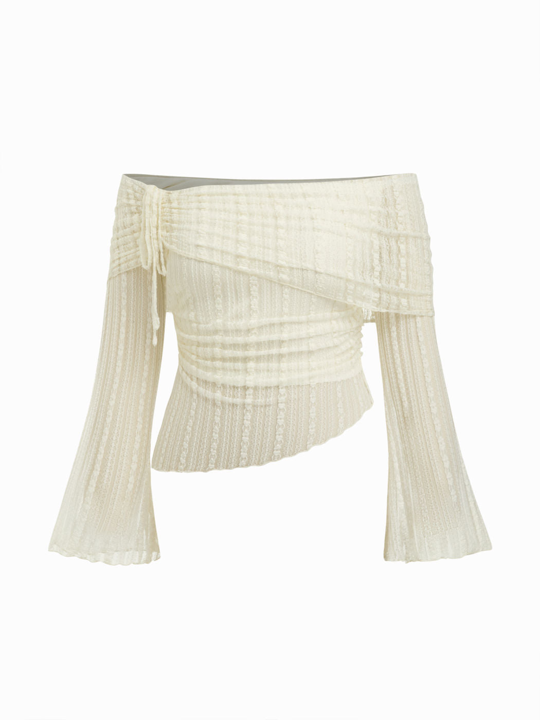 Off-shoulder Lace Drawstring Asymmetrical Hem Top Curve & Plus