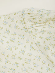100% Cotton Stand Collar Ditsy Floral Peplum Long Sleeve Blouse