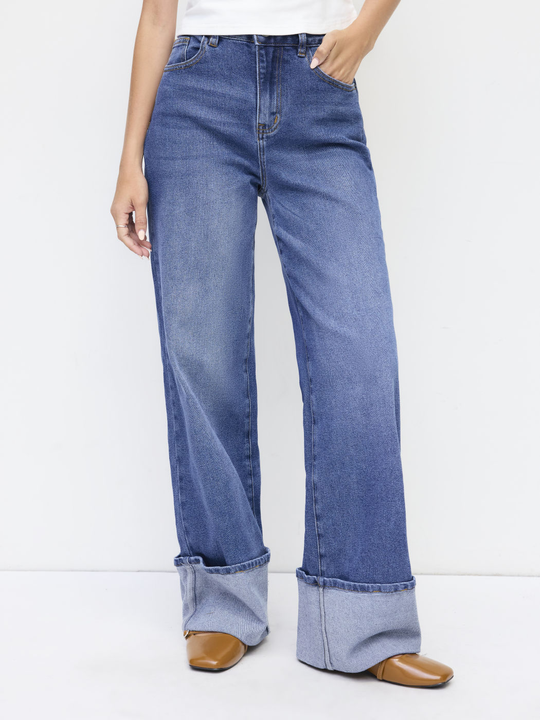 High-Rise Wide Leg w/ Foldover Cuff