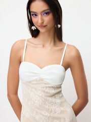 Lace Sweetheart Neck Floral Patched Cami Maxi Dress