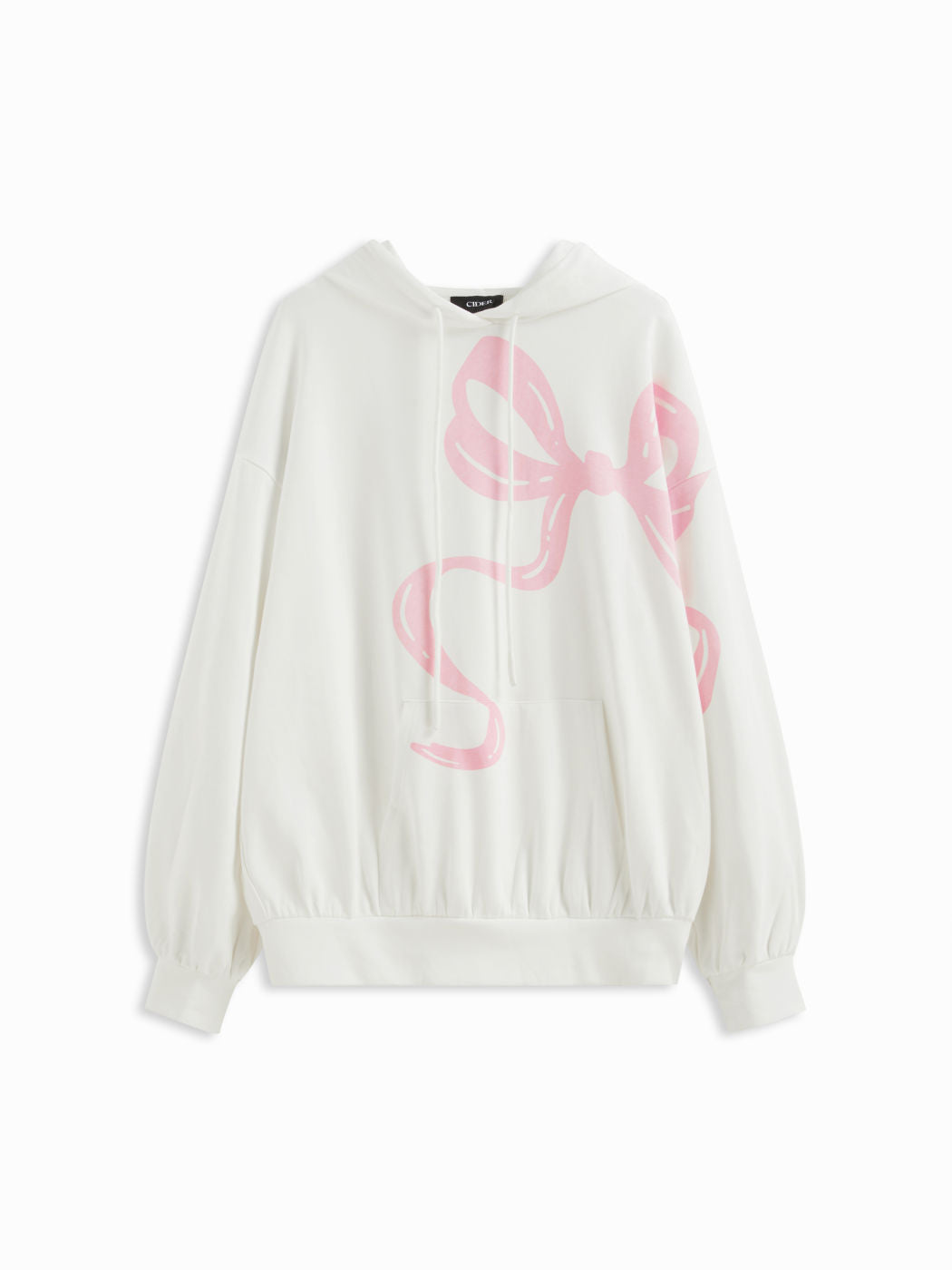 Terry Bowknot Graphic Drawstring Hoodie