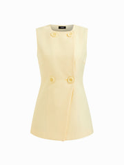 Round Neckline Double Breasted Blazer Vest