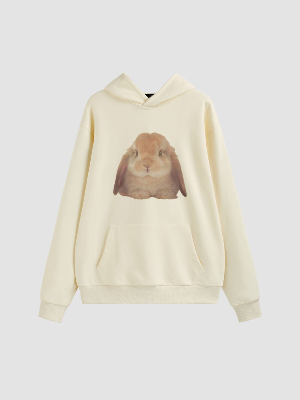 Cotton-blend Rabbit Graphic Pocket Oversized Hoodie