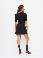 V-neck Chain Detail Short Sleeve Mini Dress