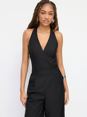 Halter Neckline Backless Straight Leg Jumpsuit