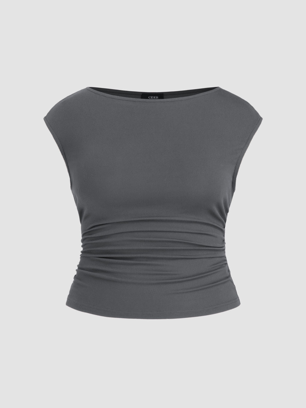 Boat Neck Ruched Tank Top Curve & Plus