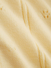 Knit Stand Collar Long Sleeve Hollow Out Button Oversized Cardigan
