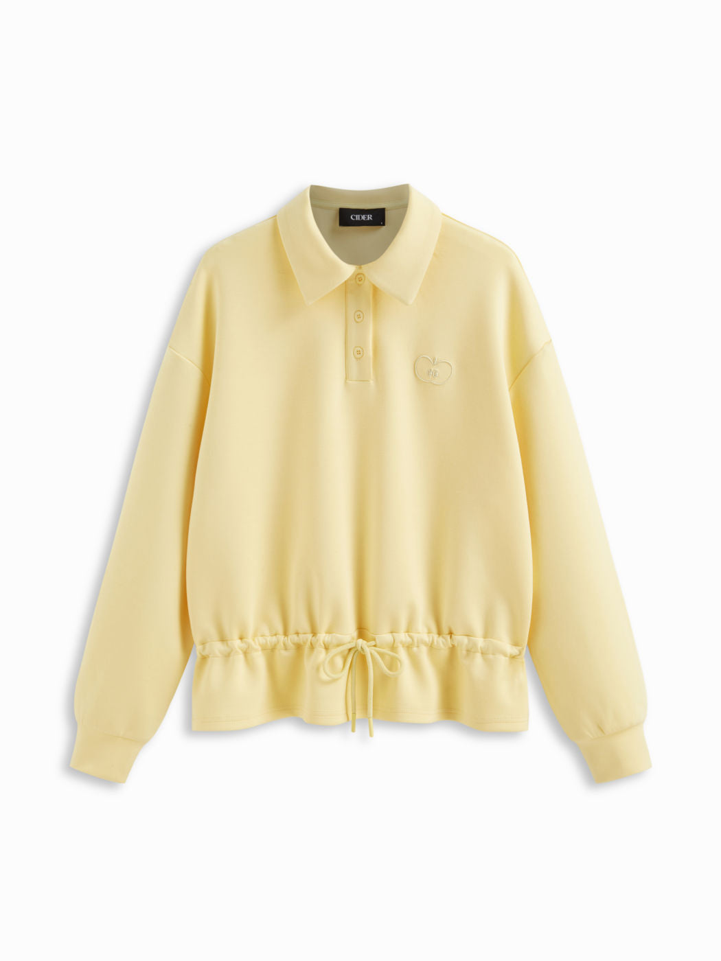 Cider Icon Collar Long Sleeve Knotted Ruffle Hem Sweatshirt