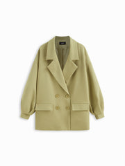 Notched Collar Oversized Double Breasted Coat