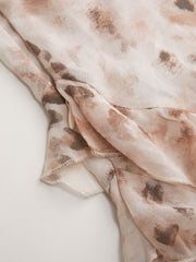 Halter Neckline Leopard Layered Asymmetrical Ruffle Hem Mini Dress