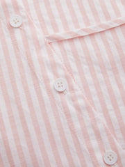 Cotton-blend Stripe Collar Long Sleeve Tie Back Asymmetrical Shirt