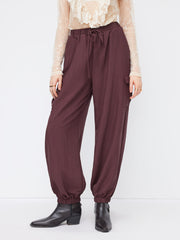 Cotton-blend Mid Rise Elastic Waist Drawstring Jogger Cargo Trousers