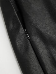 Faux Leather Mid Rise A-line Mini Skirt