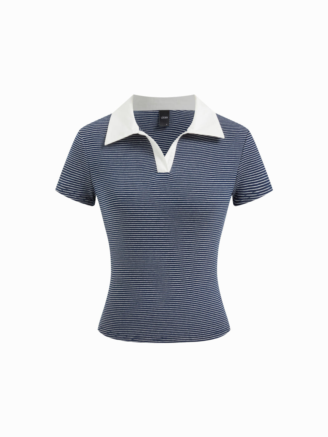 Cotton-blend Polo Neck Stripe Tee