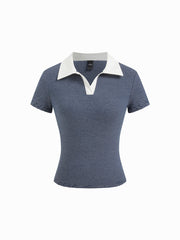 Cotton-blend Polo Neck Stripe Tee