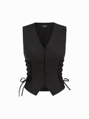 V-neck Lace Up Blazer Vest