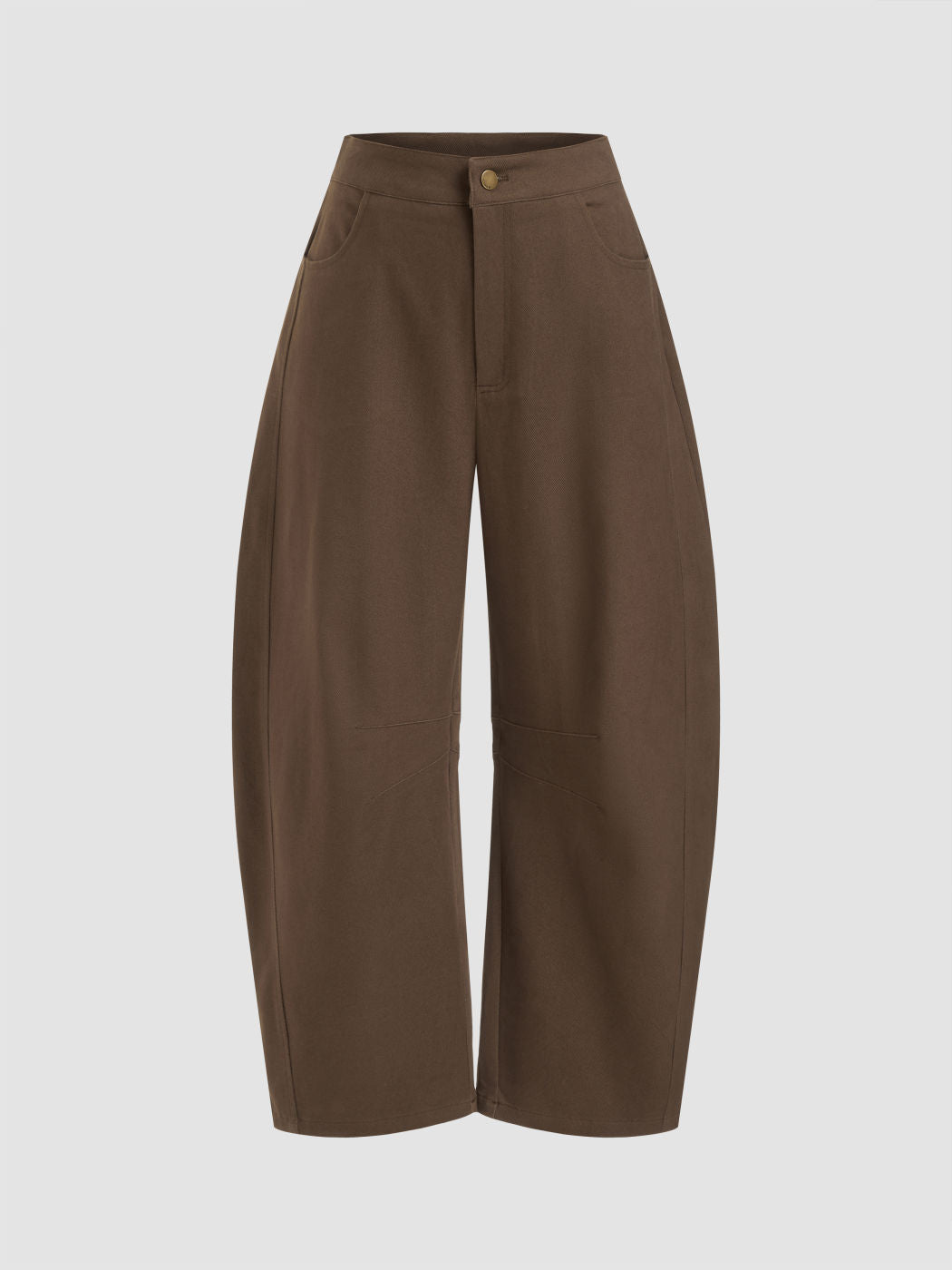 Cotton-blend Mid Rise Barrel-leg Cropped Trousers