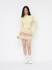 Low Rise Ditsy Floral Lettuce Trim Mini Skort