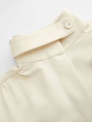 Stand Collar Solid Button Ruched Oversized Jacket
