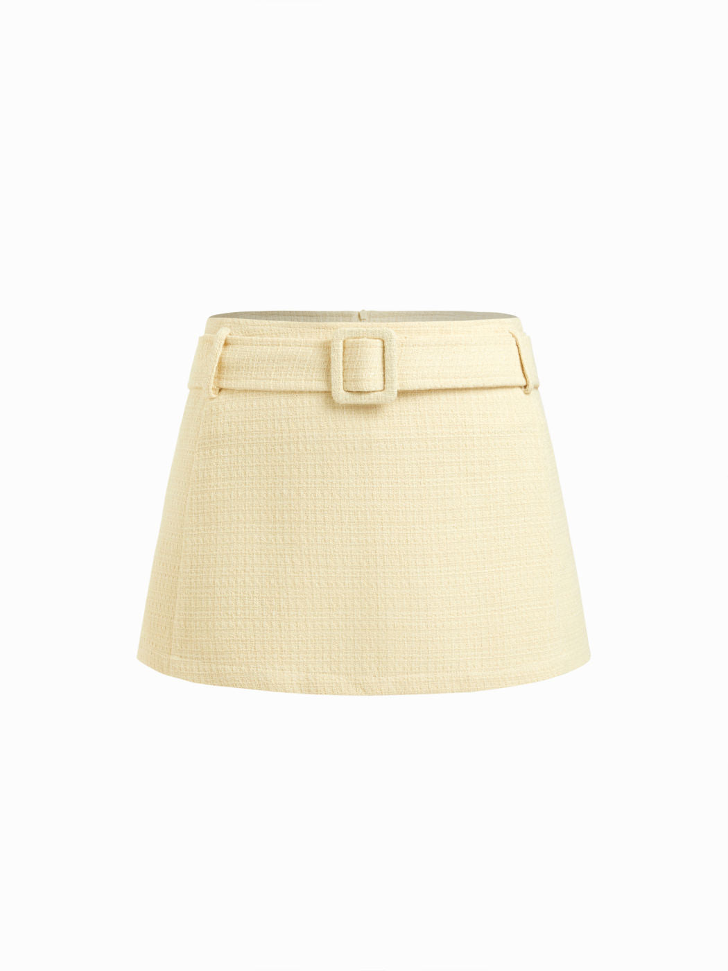 Texture Low Rise A-line Mini Skirt With Belt