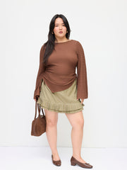Plaid Low Rise Pleated Layered Micro Mini Skirt With Belt Curve & Plus
