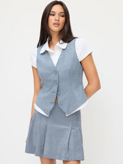 Suede V-neck Button Blazer Vest