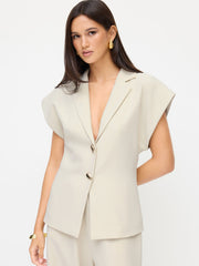 Collar Metal Detail Short Sleeve Wide Leg Jumpsuit